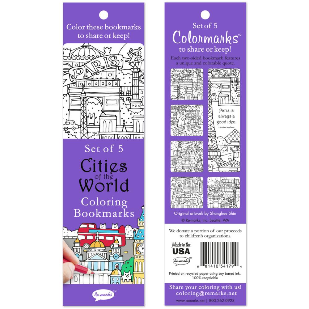 Cities Of The World Coloring Bookmarks